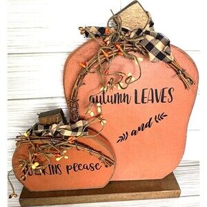 Autumn Leaves And Pumpkins Please Shelf Sitter Fall Autumn Decor